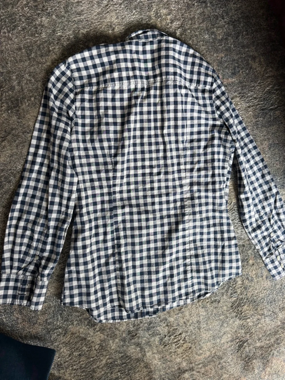 J. Crew Navy and White Gingham Button-Down Shirt